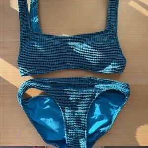 Aerie Bikini Set in Textured Teal size small excellent condition